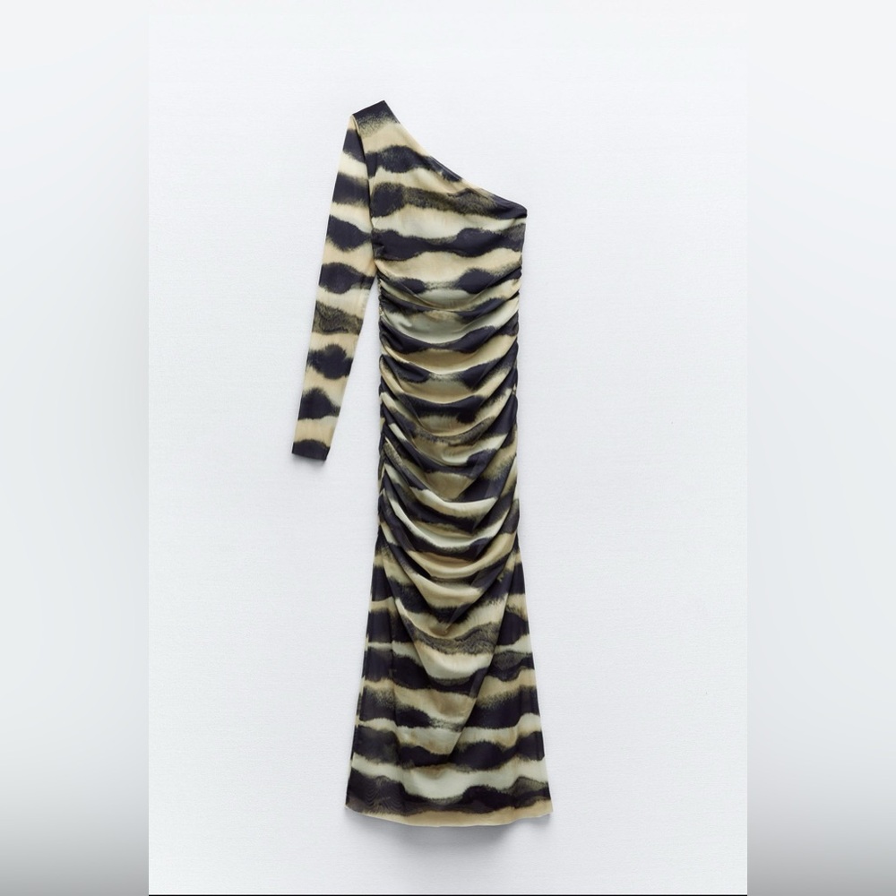Elegant One-Shoulder Tie Dye Tulle Dress Zara Size Large
